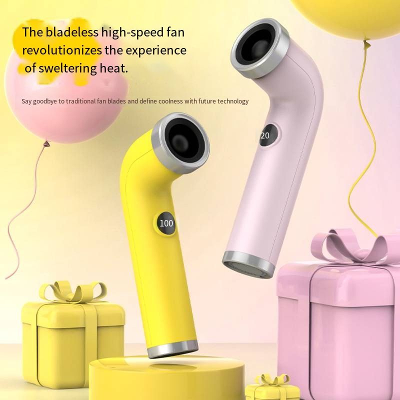 2026 New Creative Fashion Bladeless Turbo High Speed Violent Wind Bend Tube Handheld Fan Digital Display Portable Mini Air Blower Fan