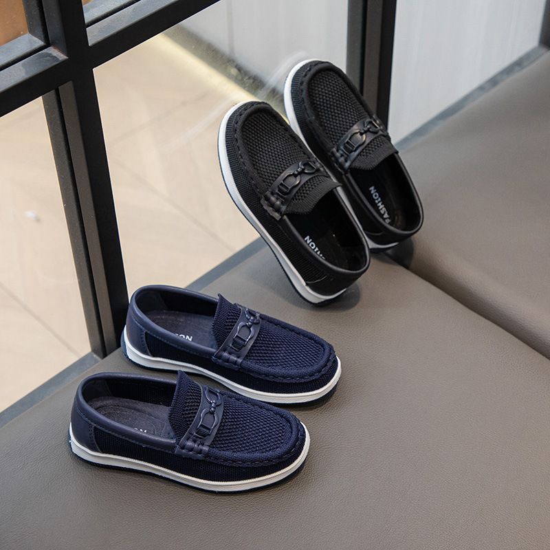 Loafer Kid Children's Shoes Spring Autumn New Flyknit Shoes Children's British Style Casual Shoes Slip on Bean Shoes