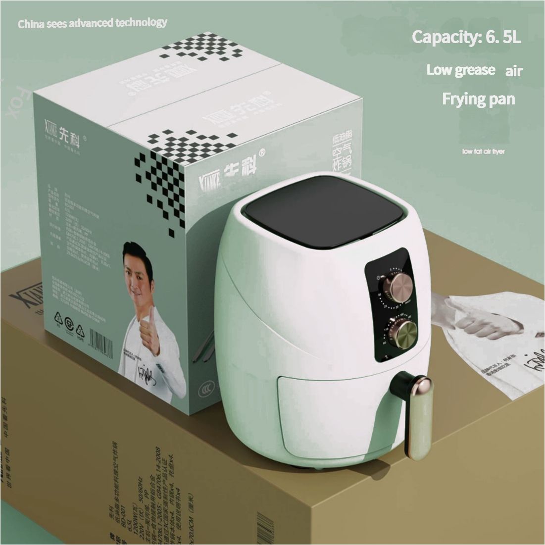 6.5L air fryer French fries chicken wings large capacity baking electric fryer smokeless fryer
