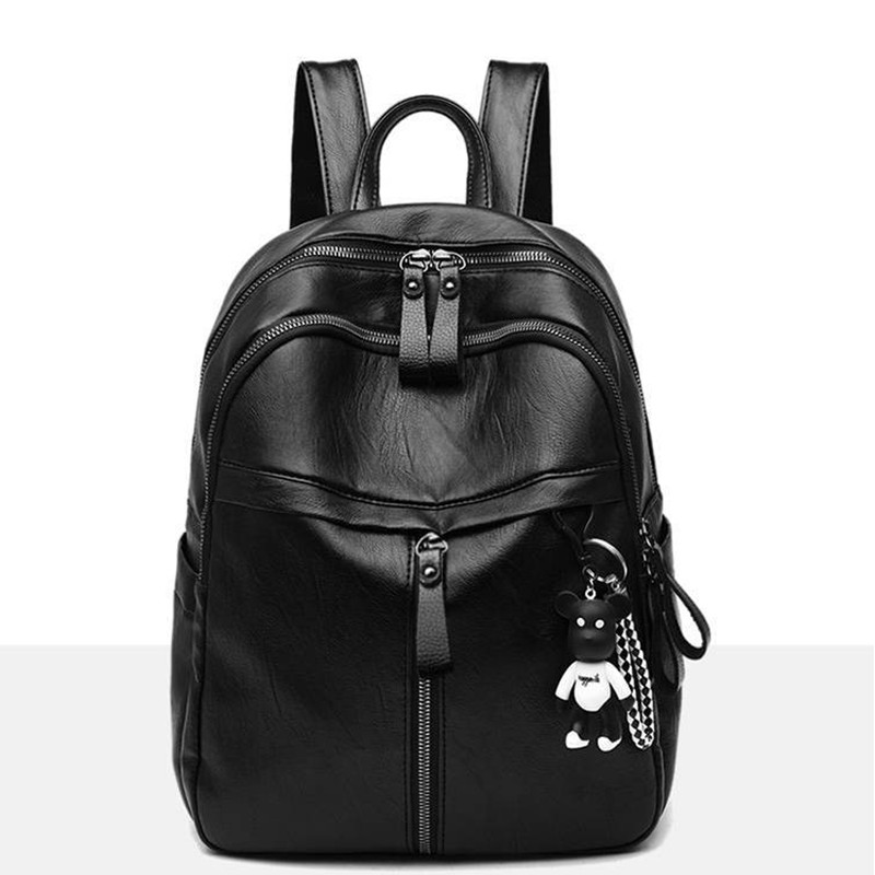 Backpack Pu soft leather women's Bag New Fashion College style college student schoolbag Travel Backpack