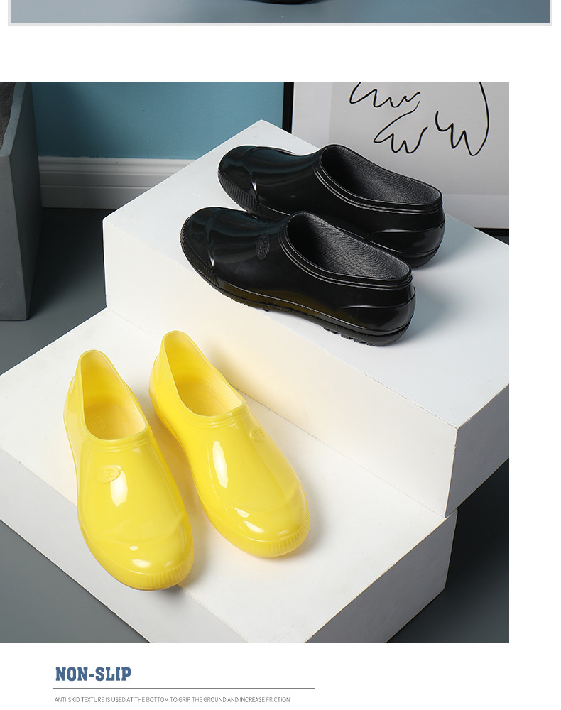 996 Men's Hygiene Food Shoes Non Slip Solid Color Rubber Shoes Low Top Work Rain Boots