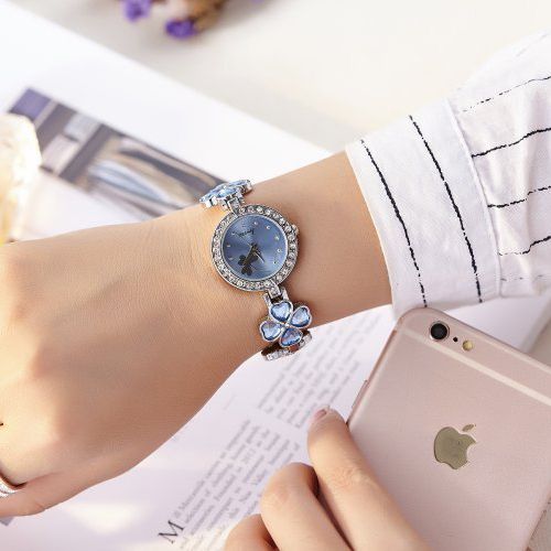 Seiko Watch Blue Translucent Gemstone Elegant Temperament Small And Exquisite Girls Bracelet Bracelet Watch