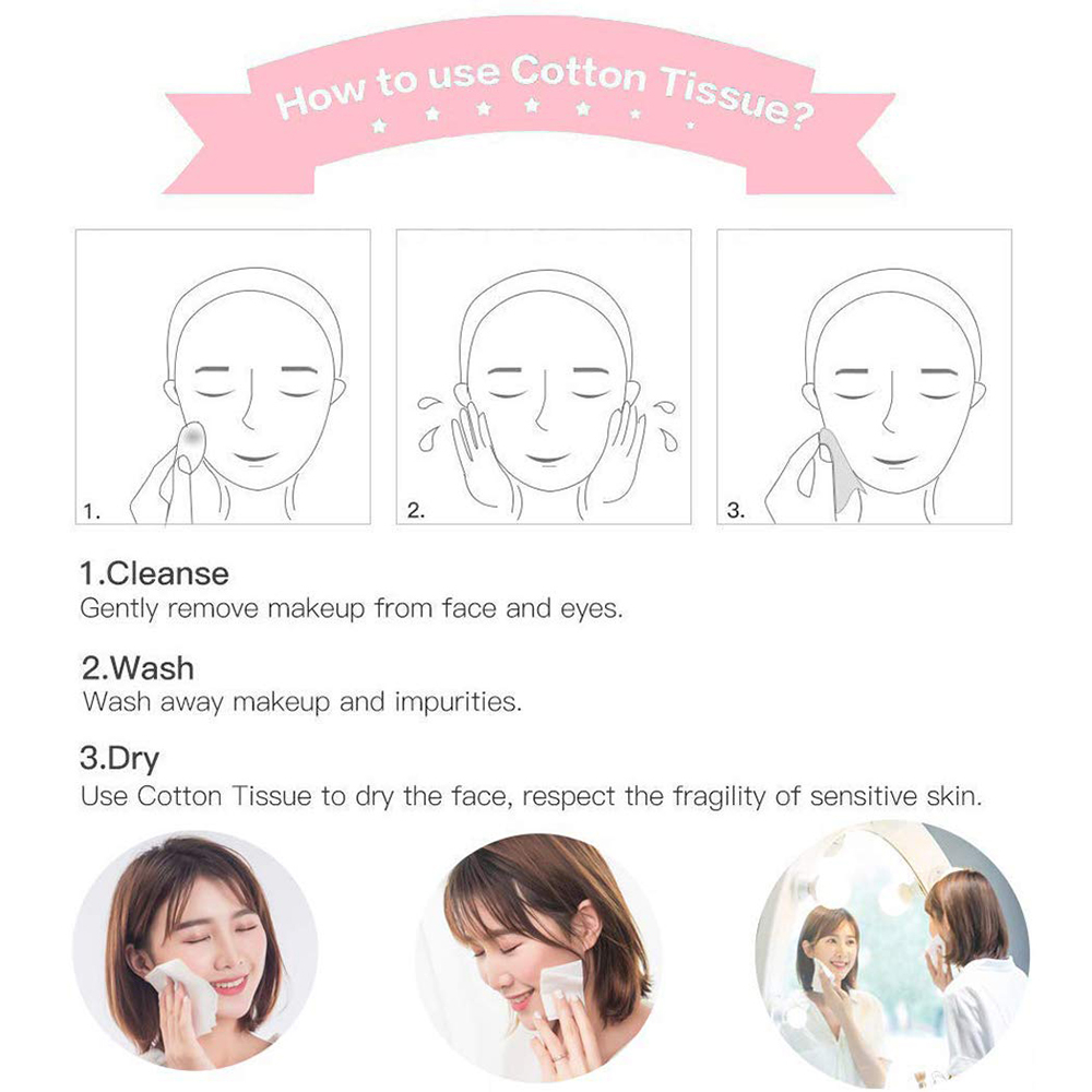 Disposable Face Towel, Facial Eye Nail Make up Removing Cotton Tissue, Multipurpose Cotton Towel Tissue for Skin Care, Reusable Cotton Pads, Wet & Dry Use