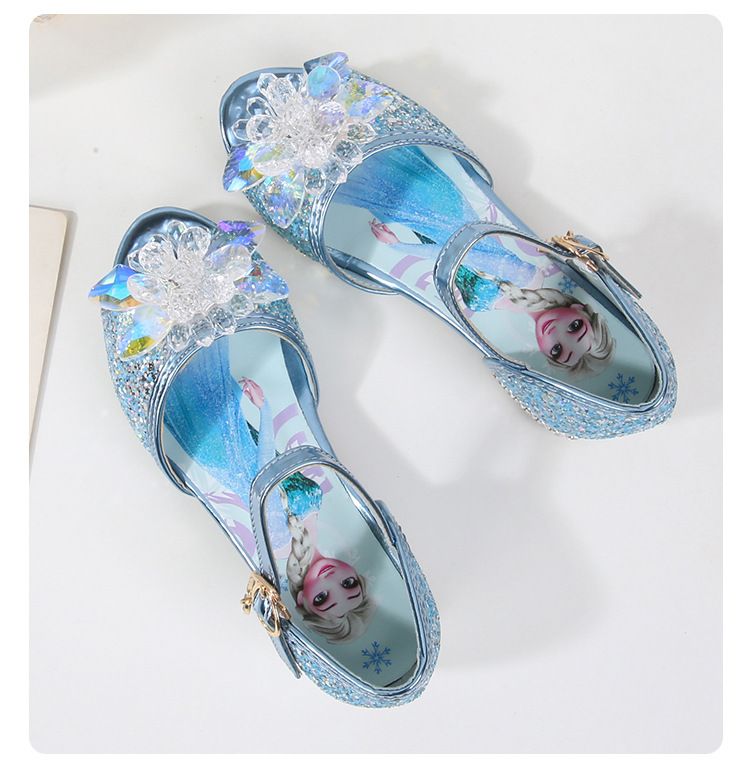 Dress Shoes Girls' High-Heeled Sandals Summer New Children's Crystal Shoes Children's Soft Soled Snow Princess Shoes