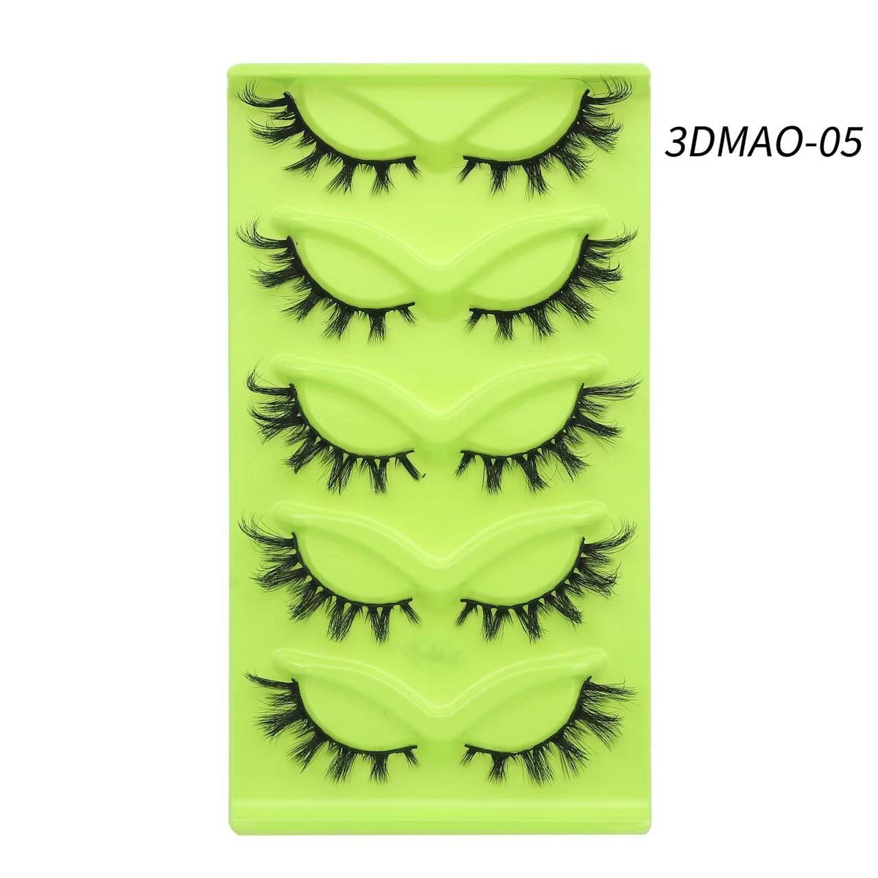 AUNONT Europe and the United States oblique fly 5 pairs of green fox eyes cat eye false eyelashes thick curling simulation fox system eyelashes