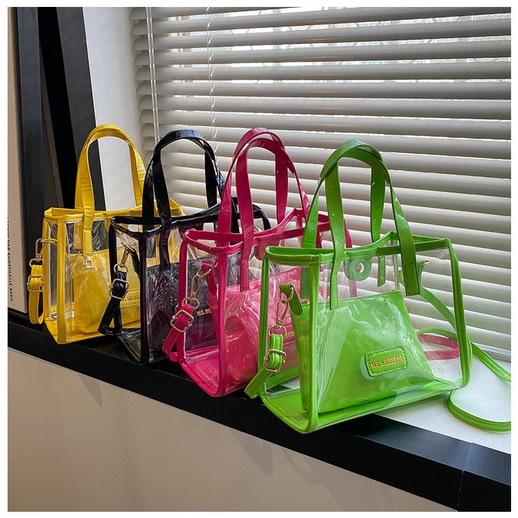 Europe and the United States large capacity fashion transparent handbag jelly beach bag word mother-daughter bun mother bag shoulder Tote bag 368606