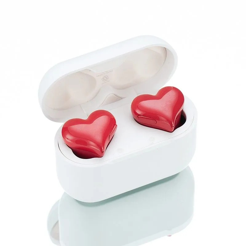 Heartbuds Heart-shaped Headphones Heart Girl In-ear Wireless Bluetooth Noise-cancelling Headphones Bluetooth Headset Earphonesred