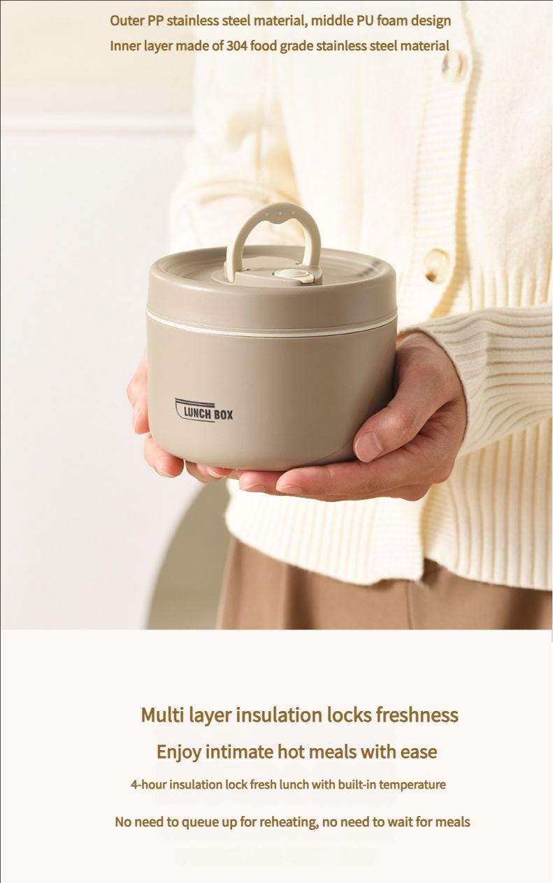 304 stainless steel insulated lunch box sealed and leak-proof portable office worker student single multi-layer mini bowl with lid heating pot lunch box