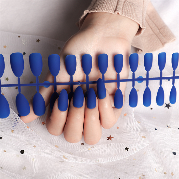 Fake Nails Matte Red And Blue Acrylic Frosted Ballerina Acrylic For Nails For Women