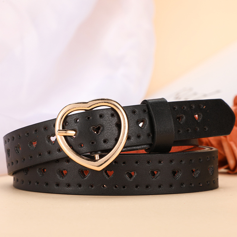 Women Fashion Belt Fashion PU Leather Belts Heart-shaped Buckle