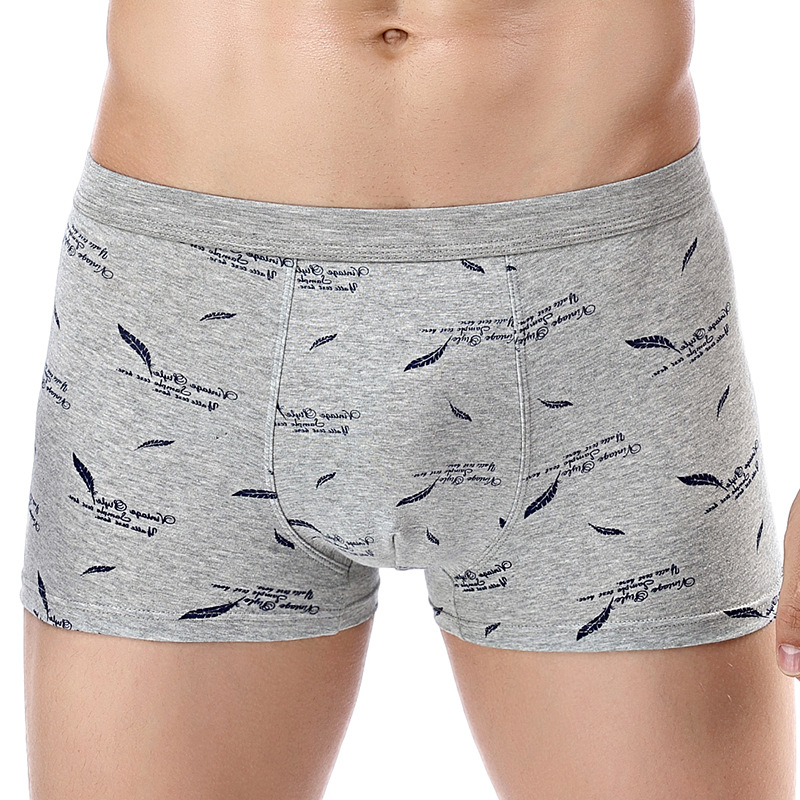 9013 Men's Boxer Briefs No Ride-up Breathable Comfortable Printed Cotton Sport Underwear