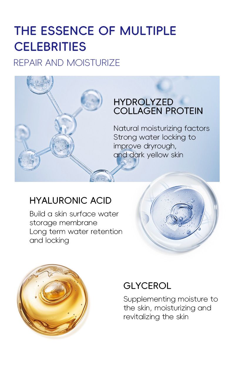 Collagen Essence Facial Mask Sheet Soothing & Moisturizing, Redness & Sunburn Relief, Daily Skin Treatment Solution Sheet Mask - Hydrating & Soothing Facial Mask with Panthenol-Hypoallergenic Self Care Sheet Mask for All Skin Types - Natural Home Spa Treatment Masks