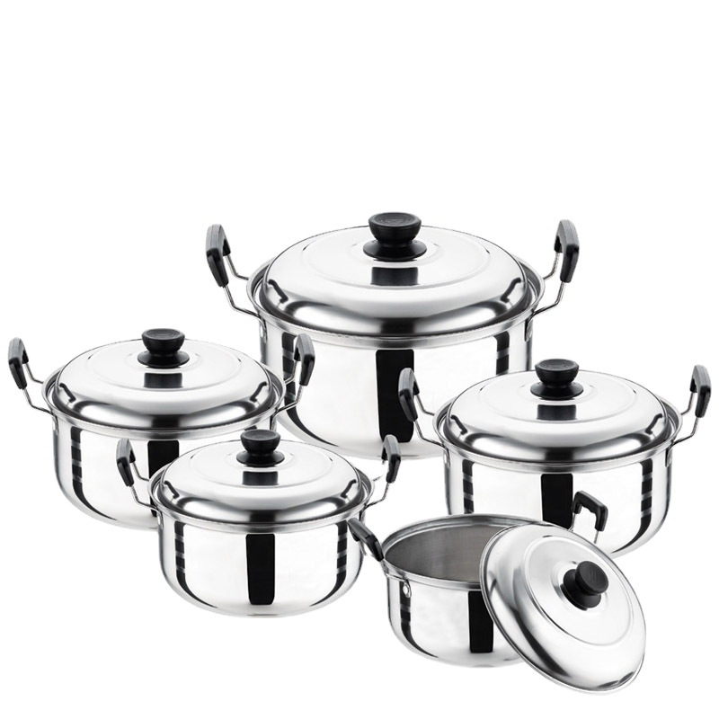 6Pcs Steamer Pots Cookware Set Stainless Steel Multi-Function Cooking Pot Large Stock Pot Kitchenware Inox Stock Casserole Set