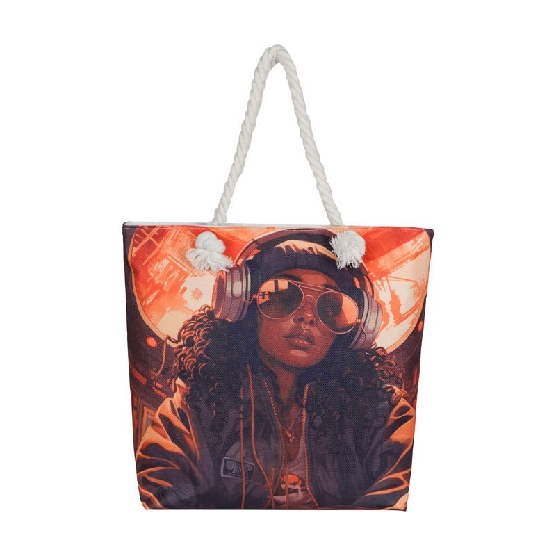 Miss DG Painting hand bag Cartoon canvas bag Large capacity Beauty Tote bag Shopping shoulder bag