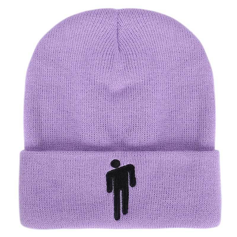 New Creative Autumn and Winter Billie Eilish Knitted Hat Pullover hip-hop Hat Woolen HatPurple