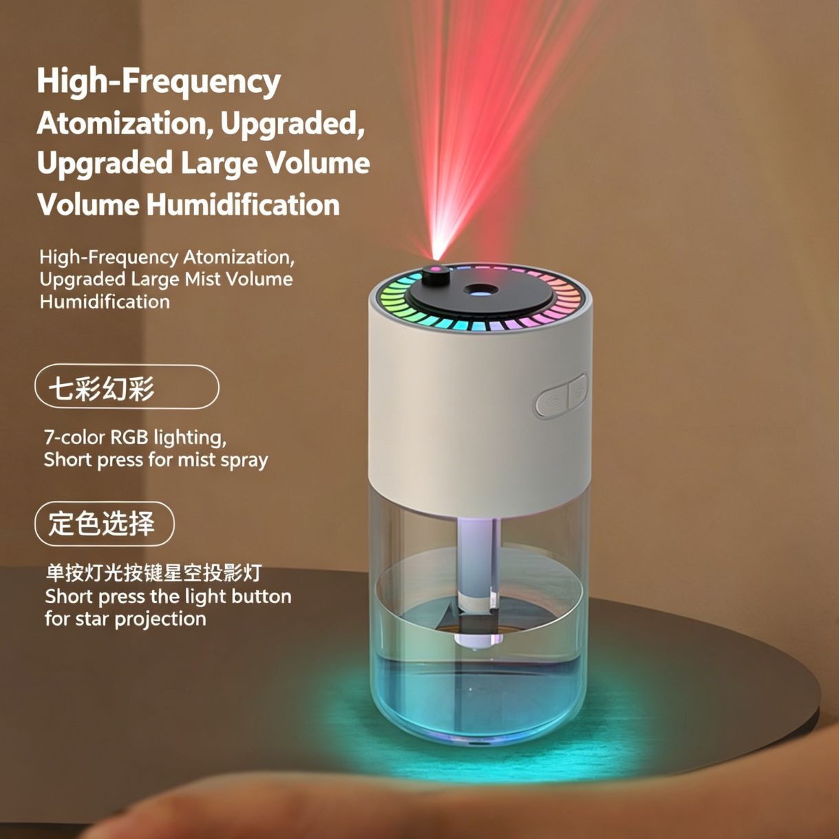New Starry Sky Humidifier Quiet Desktop Home Air Aroma Diffuser Car Mini Projection Light Humidifier for Cross-Border
