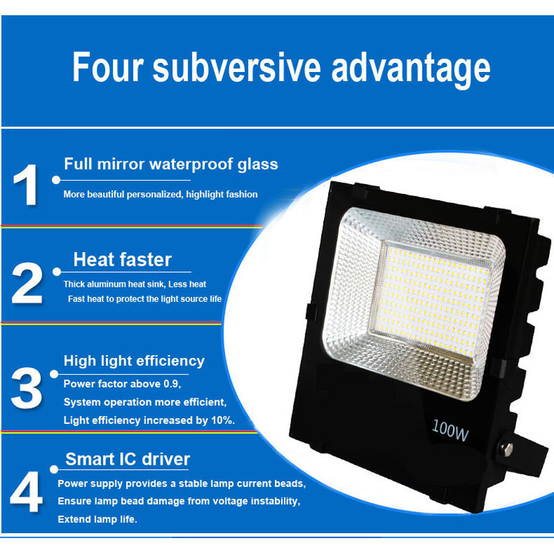 Cozy Cottage Flood Light Outdoor 100W LED Flood Light Plug in, LED Work Light  IP66 Waterproof Outside Security Light 6000K Daylight White Floodlight for Yard, Garden, Playground