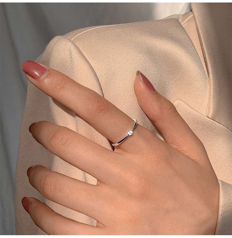 JZ-045 small diamond open thin ring engagement ring