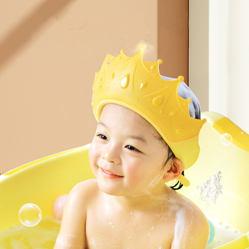 0003-1 Adjustable Baby Swim Shower Cap Bath Shampoo Eye Protection Head Water Cover Baby Care Wash Hair Shower Cap For 0-6 Years Kids