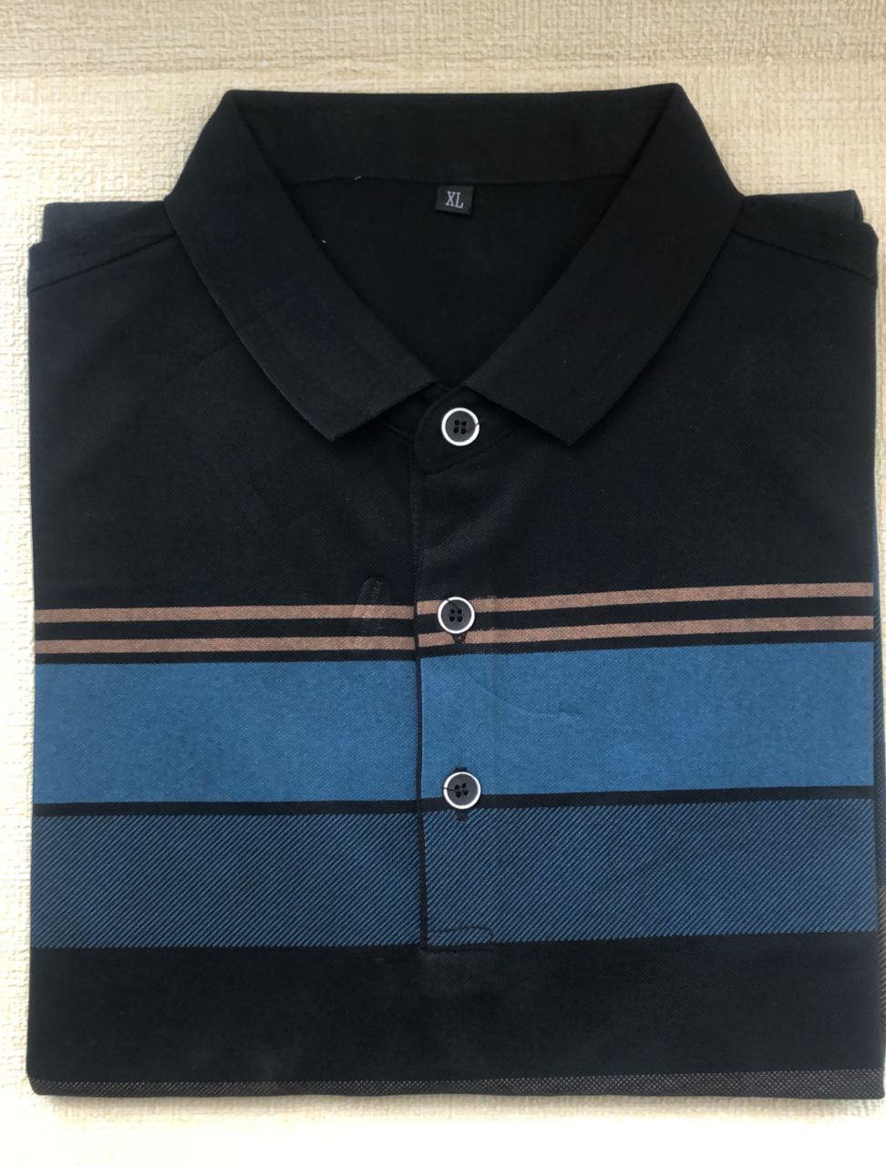  Men's Polo Shirts Casual Polo Shirts Cotton Striped Business Men's T-shirts High-Quality Short Sleeve Black