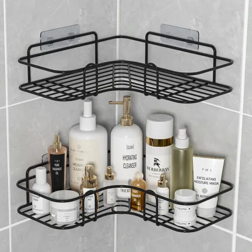 Bathroom Shelves No-drill Corner Shelf Wall-mounted Shower Storage Rack  Holder Toilet Organizer Bathroom Accessories