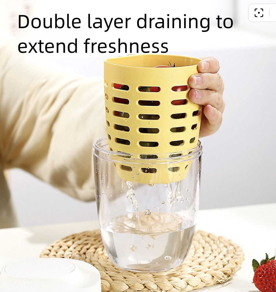 Salad Cup Picnic Fruit Cup Double-Layer Water Cup Portable Breakfast Cup for Office Workers Student Soup Cup Milk Cup Kitchen Dining Storage Travel To-Go Food Containers