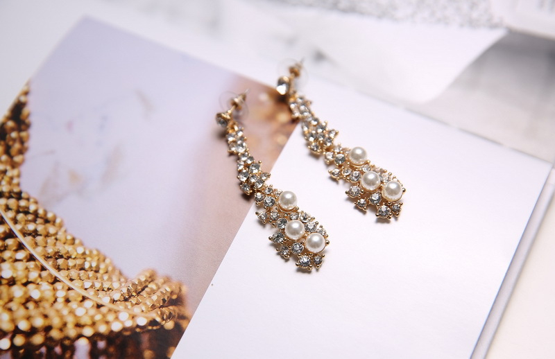 00168-9 Teardrop Pendant Crystal Flower Cubic Zirconia Jewelry Earrings For Women