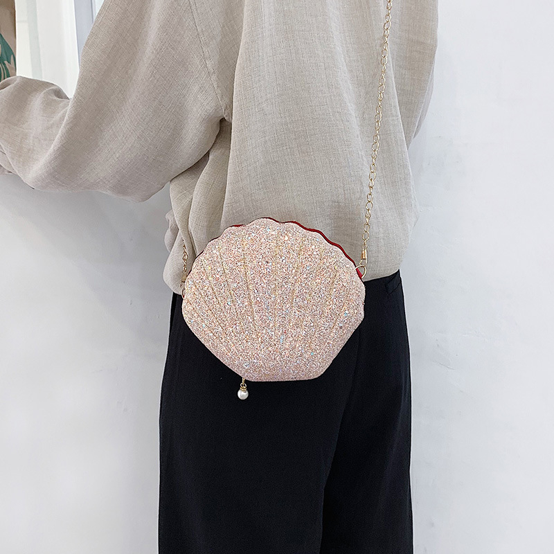 Shoulder bag CRRshop free shipping hot sale female new fashion trend shiny crystal shell cross-body mini bag Korean version fairy fashion versatile shoulder bag women Chain messenger bags