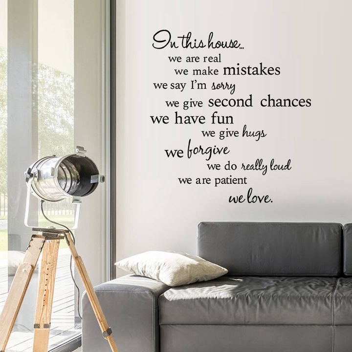 Wall Paste Decorative Painting Stickers English Proverbs In This House Living Room Bedroom Background Picture Paste Stickers 57*29cm
