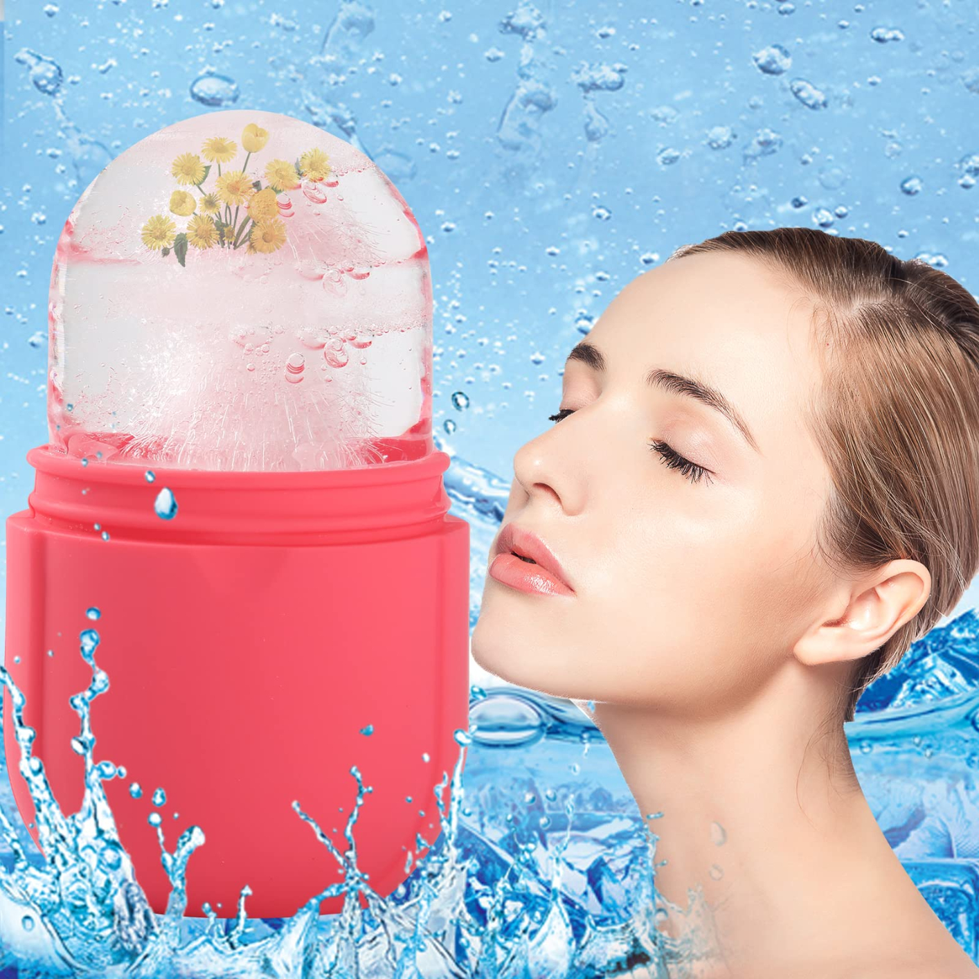 Facial Skincare Ice Roller Mold-Ice Roller for Face and Eye，Beauty Cube Brighten Skin &Enhance Natural Glow &Remove Fine Lines，Facial Beauty Ice Roller Skin Care Tools