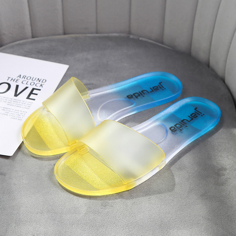 893 women's clear slippers crystal flat flip-flops cute girl sandals