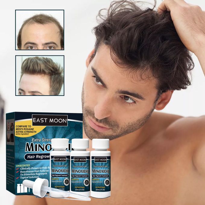 East Moon 3 Bottles Of Minoxidil Extra Strength Hair Regrowth For Men - 60ml