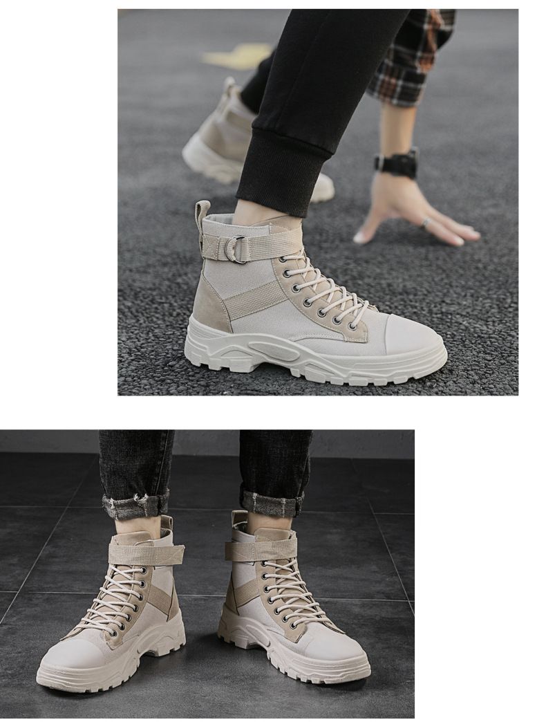 2025 New men's high-top canvas Dr. Martens boots, winter Korean style trendy casual workwear boots, men's trendy shoes