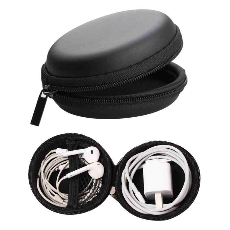 Tospnio Earphone Carrying Case, Medium Round Hard EVA Shockproof Pocket Earbud Organizer Box