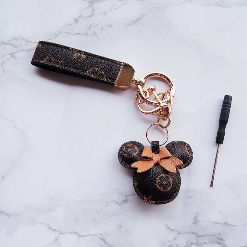 New PU Leather Mouse Keychain Female Fashion Tassel Hair Ball Wild Bag Pendant5