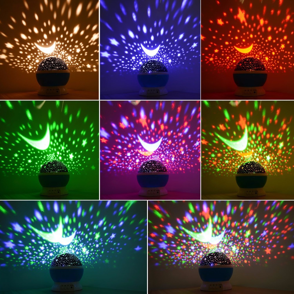LED Projector Star Moon Night Light Sky Rotating Battery Operated Nightlight Lamp For Children Kids Baby Bedroom Nursery Gifts