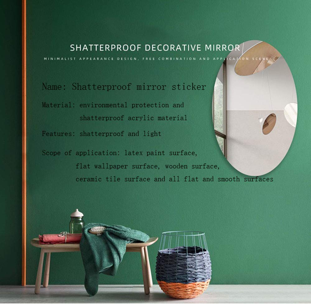 Oval Removable Acrylic Mirror Setting Wall Sticker Decal for Home Living Room Bedroom Bathroom Decor