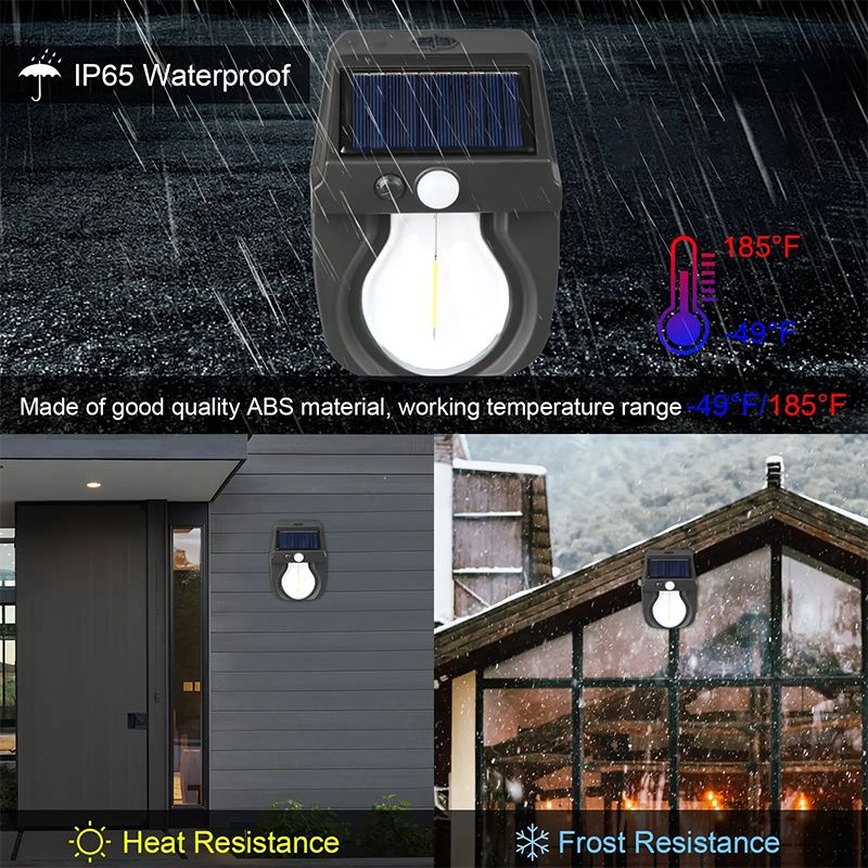 AUNONT LED Solar Outdoor Waterproof Wall Lamp Human Body Sensor Automatically Lighting at Dark PIR Motion Garden Wall Light Porch Lights Solar Wall Lights Outdoor Waterproof Motion Sensor Wireless Front Door Solar Garden Light