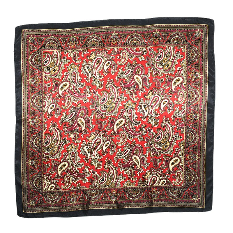 Tied Hair Scarf Cashew Nut Simulation Silk Scarf Female New Small Square Scarf Bag decoration headband 60CM*60CM