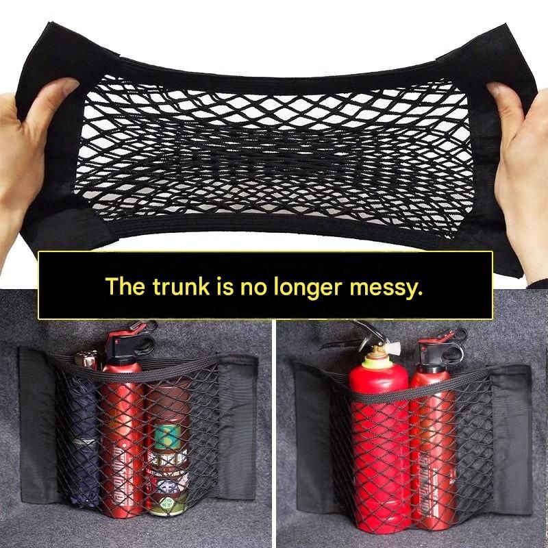Car Trunk Storage Net Pocket Magic Sticker Car Rear Storage Net Auto Interior Organizer Bag Vehicle Cargo Fixed Holder
