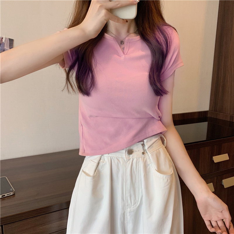 165 Women's Design Sense Slim Casual T-shirt Short Sleeves