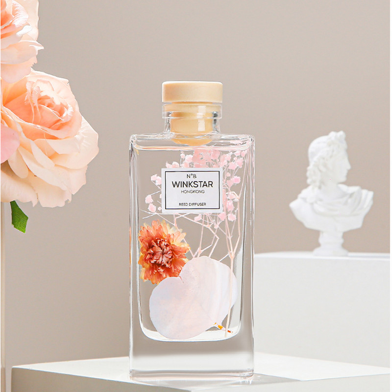 56235 150ML Empty Aromatherapy Bottles Home Fragrance Glass Bottles without Essential Oil and Rattan Sticks for Home Decor
