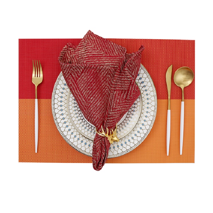 Createshao PVC Vinyl Modern Color Matching Gradient Multi-Lattice Four-Square Woven Non-Slip Placemat Restaurant Table Mat kitchen Insulation Pad