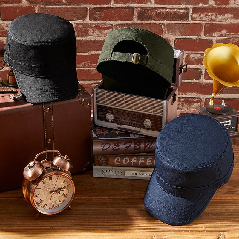 15076 Men's and Women's New Solid Color Sunscreen Flat Top Hat, Comfortable and Breathable Sunshade Hat