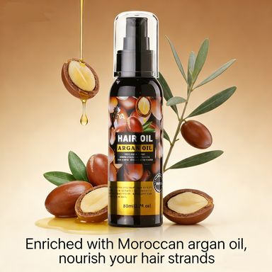 80ml Hair Oil Set with Olive Oil, Moroccan Argan Oil, Keratin, Rosemary & Ginger Oil – Smoothing, Moisturizing, Nourishing, Repair Dry Damaged Frizzy Hair, Strengthen Roots