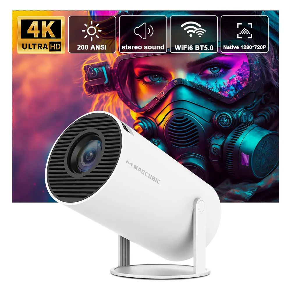 HY300 Transpeed Projector 4K Android 11 Dual Wifi6 200 ANSI Allwinner H713 BT5.0 1080P 1280*720P Home Cinema Outdoor portable Projetor