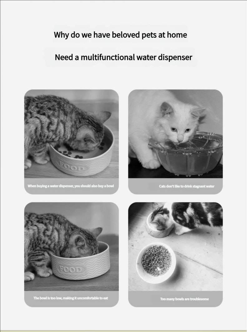 Cat bowl automatic drinking water feeder all-in-one pet bowl cat food utensil cat food bowl dog bowl pet supplies