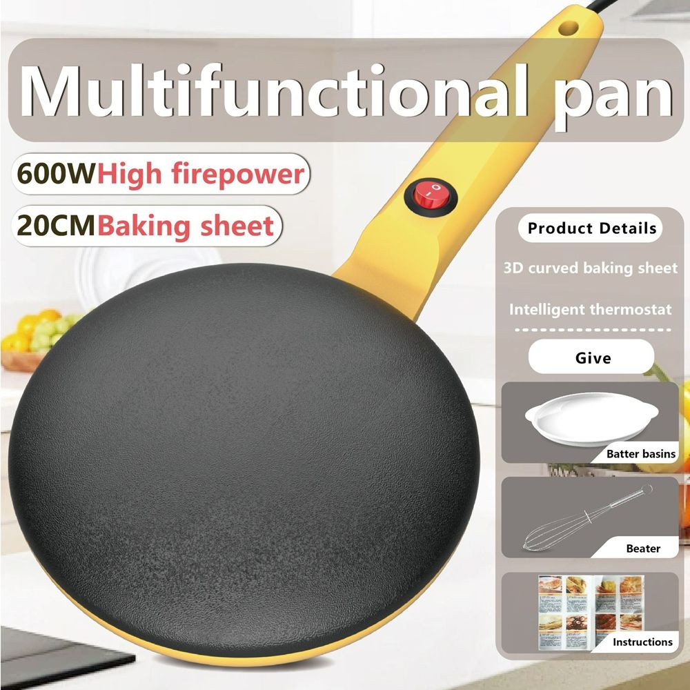 Electric Crepe Maker 8 Inch,  Portable Crepe Maker & Hot Plate Cooktop On/Off Switch, Nonstick Coating, Automatic Temperature Control, Easy To Use For Pancakes, Blintz, Chapati