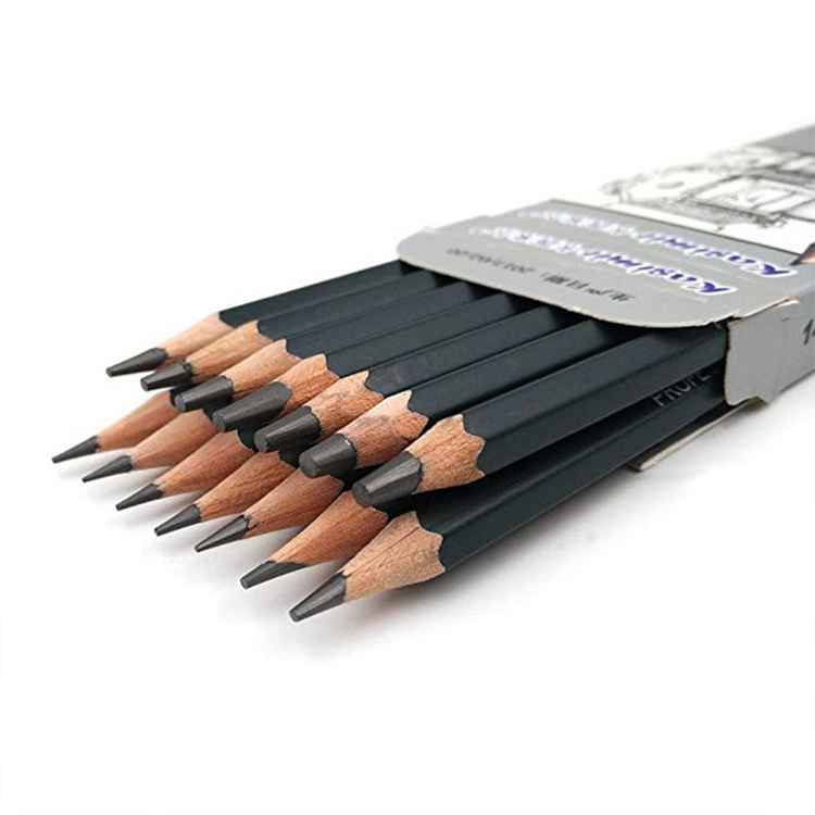 Artist Charcoal Drawing Pencils Set 6H-12B Range Soft/Medium/Hard Black 14Pcs/Set