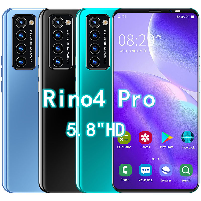 LADAVD High-definition ultra-thin rino4 Pro 5.8-inch 5G dual card dual standby Android phone 512GB Mobile Unicom smartphone 48 million camera dual-core CPU battery capacity 4800MAH Smartphone face recognition, fake fingerprint unlocking in the screen, with WIFI+BT+FM+GPS, Micro USB interface
